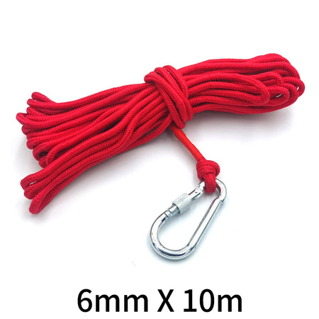 Super Strong Neodymium Fishing Hook N52 D16-D42mm Heavy Duty Rare Earth with Countersunk Hole Eyebolt Salvage Magnetic 6mm X 10m Rope