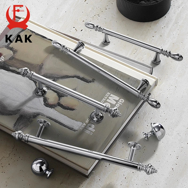 KAK Яркая Хромированная Латунная Ручка Дверцы Шкафа 128мм