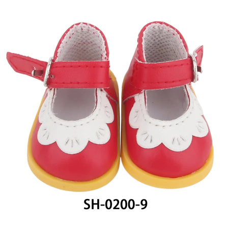 Charming 5.5CM PU Leather Mini Doll Shoes with Heart Bow for 14-Inch Dolls SH-0200-9