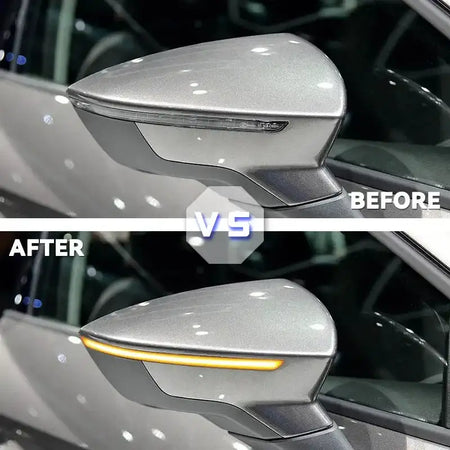 Smoked Black Yellow Streamer Turn Signal Mirrors For SEAT