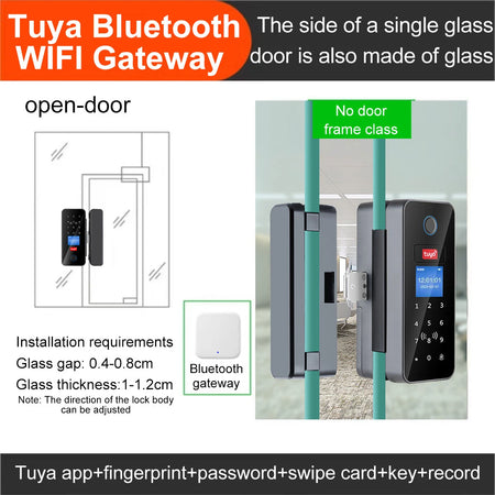 Tuya App Glass Door Lock &ndash; Biometric Bluetooth Unlock B13-M1