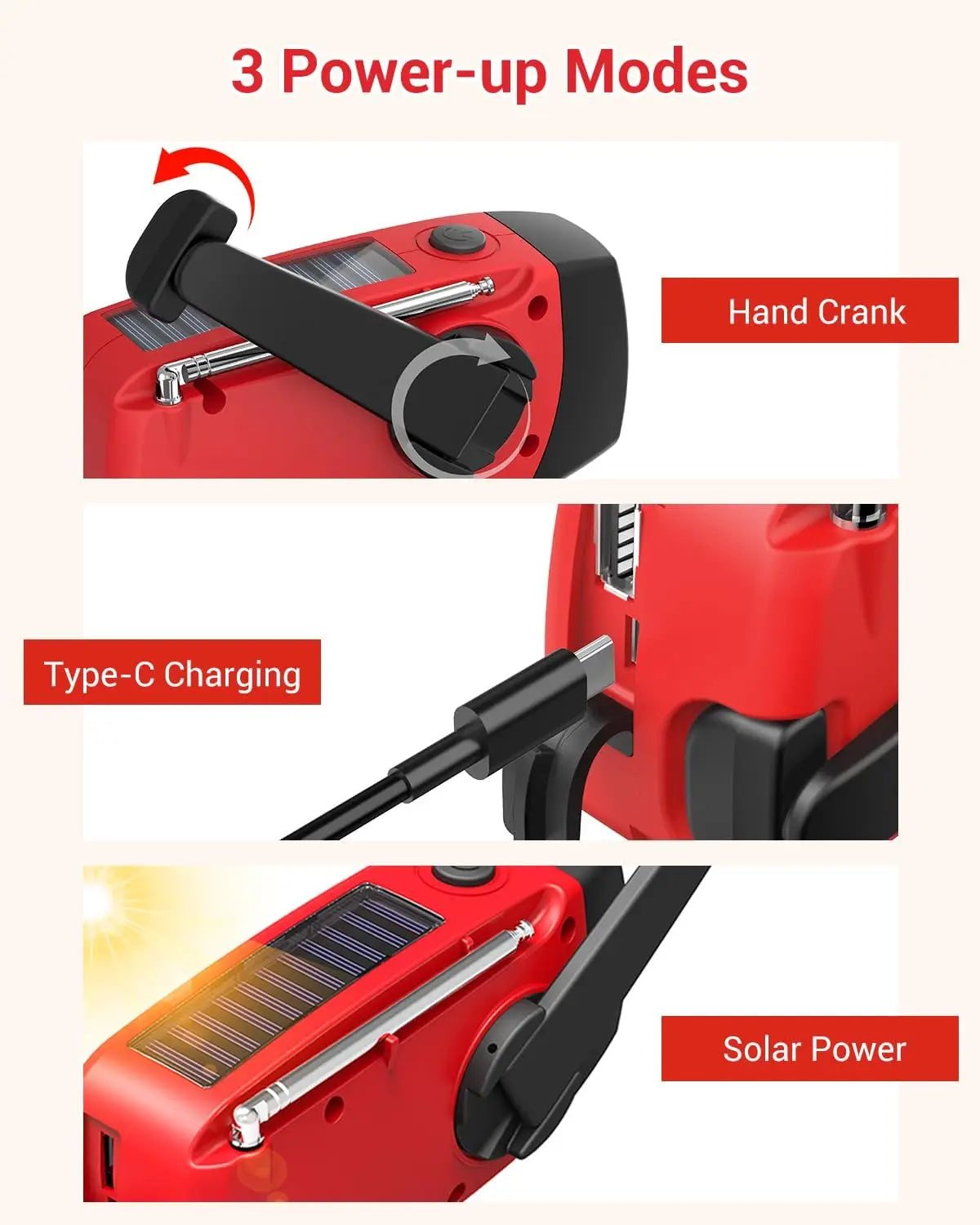 FEIWIMI Solar Hand Crank Radio &ndash; NOAA AM FM Weather Radio