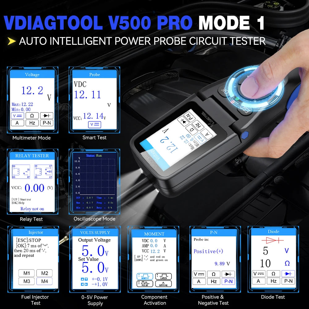 VDIAGTOOL V500PRO &ndash; 2In1 Automotive Power Probe Multimeter