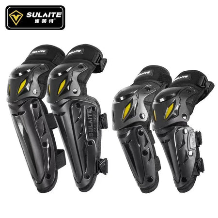 SULAITE Motorcycle Protective Gear Kit: Elbow &amp; Knee Pads Black Suit
