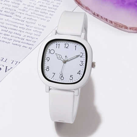 Fashionable Women's Quartz Watch with Silicone Band 2024 WHITE