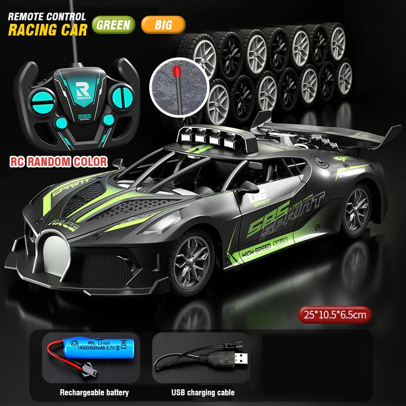 RC Car 4Ch High Speed Drift Racing Car - Ultra Fast Action Green 25cm