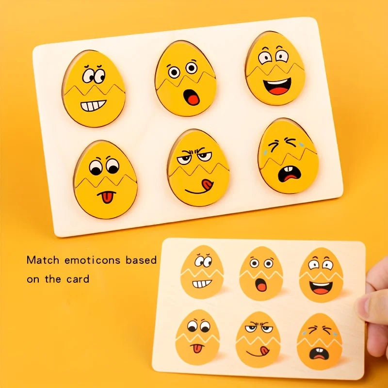 Facial Expressions Eggs - Wooden Montessori Egg Puzzle