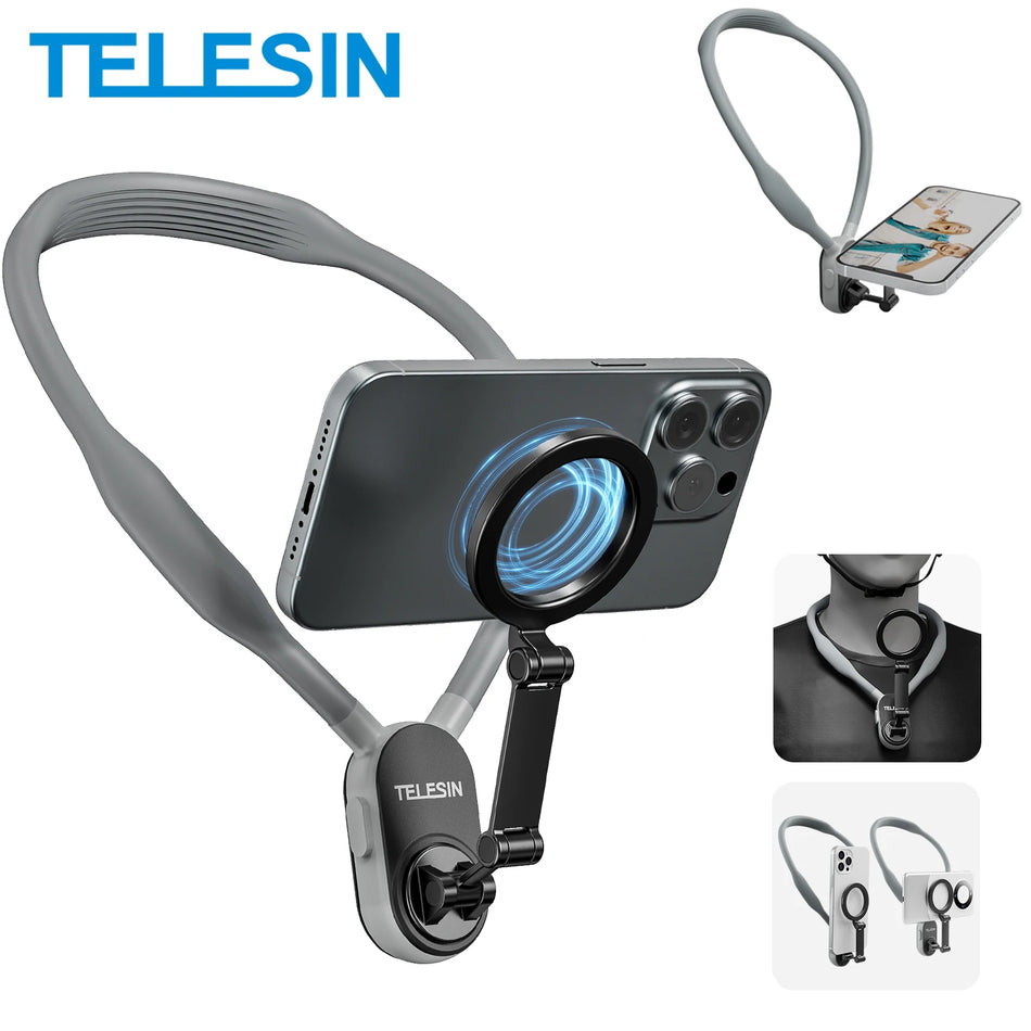 TELESIN Silicone Magnetic Quick Release Neck Mount &ndash; Secure