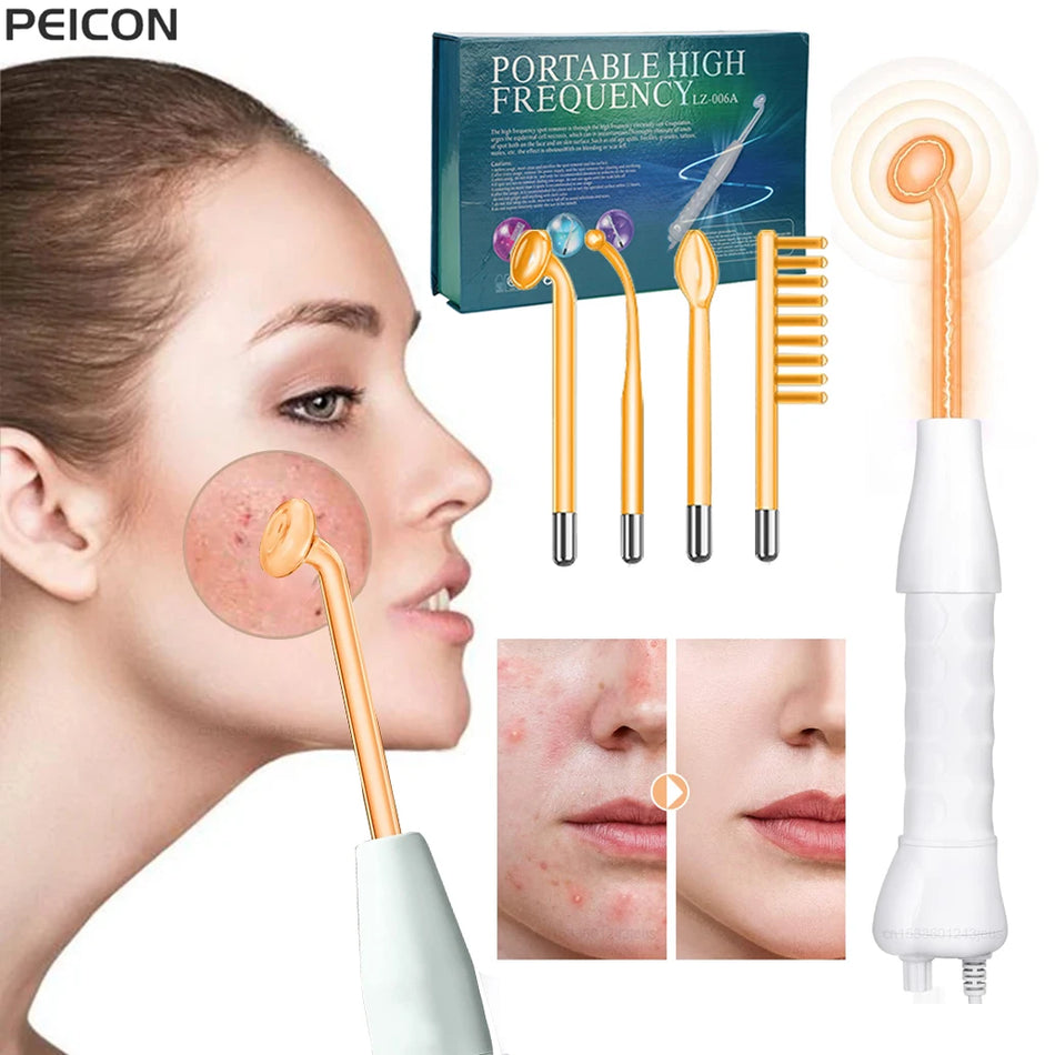 High Frequency Electrotherapy Wand with Neon Argon Electrode for Skin Tightening