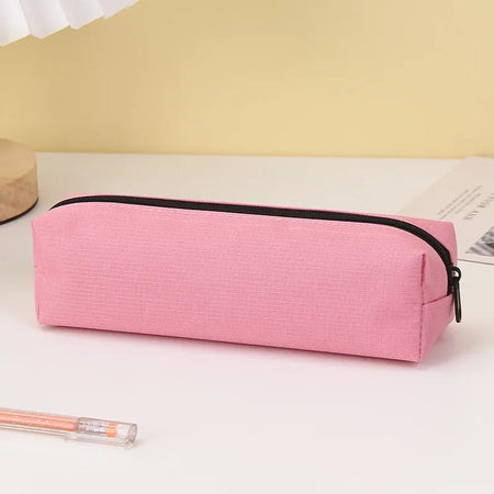 Kawaii Large Capacity Pencil Case - Durable Fabric School Supplies pink