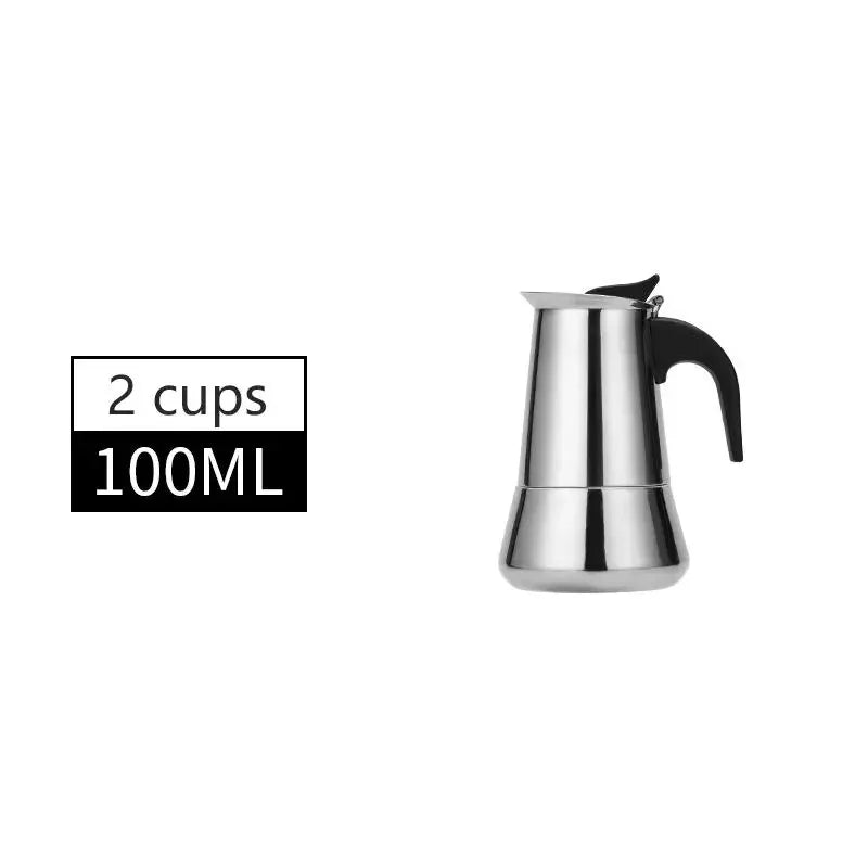 Stainless Steel Electric Moka Coffee Pot - 2/4/6/9/12 Cups 2cups100ML / CHINA