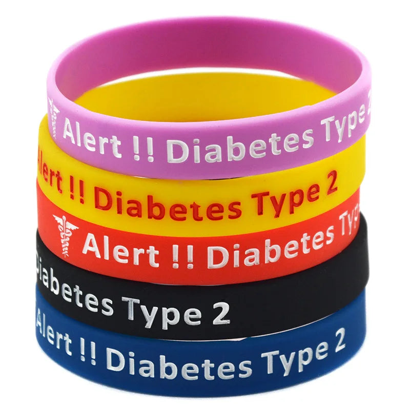 Type 2 Diabetes Medical Alert Bracelet &ndash; Waterproof Silicone Fitness Band
