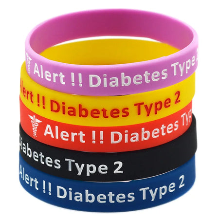 Type 2 Diabetes Medical Alert Bracelet &ndash; Waterproof Silicone Fitness Band