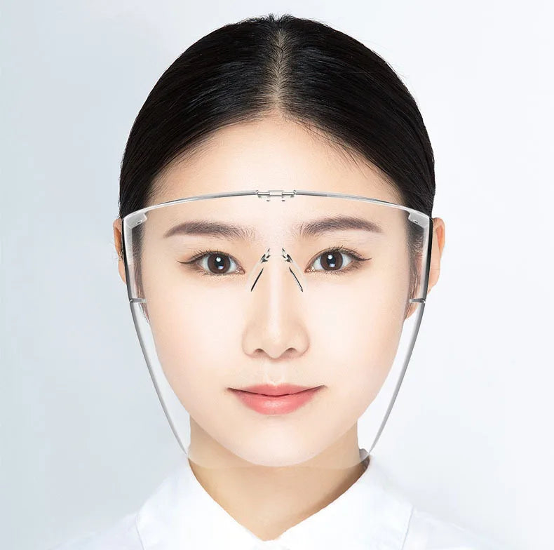 Transparent Facial Protector - Anti-Fog, Oil Proof, Full Face Shield for Weed Whacking &amp; Kitchen Use white