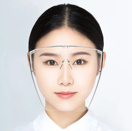 Transparent Facial Protector - Anti-Fog, Oil Proof, Full Face Shield for Weed Whacking &amp; Kitchen Use white