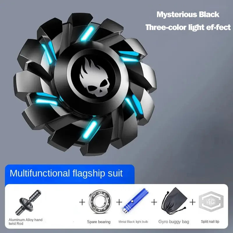 YIJOO Mini Smart Fidget Spinner - All-Metal, Luminous Gyro Set for Stress Relief Black flagship suit