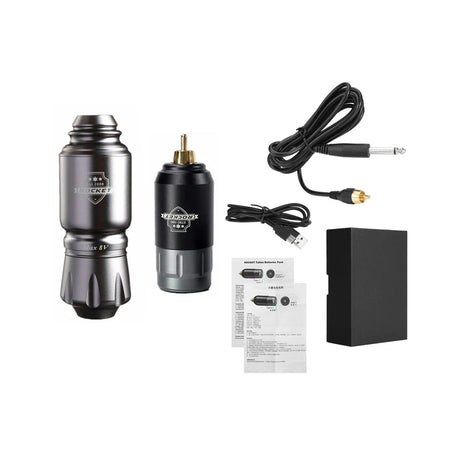 Rocket Tattoo Pen Rotary Gun TT009 &ndash; Rechargeable RCA Power Gray Pen Battery