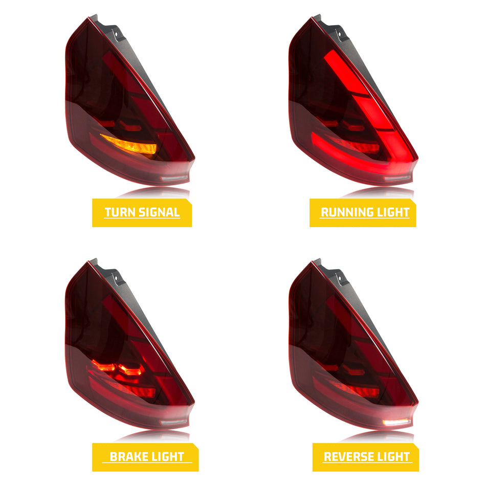 Xunder LED tylne światła do Ford Fiesta 2008-2017 MK7 MK7.5 sekwencyjny dynamiczny kierunkowskaz czerwony ABS tylne lampy zespolone