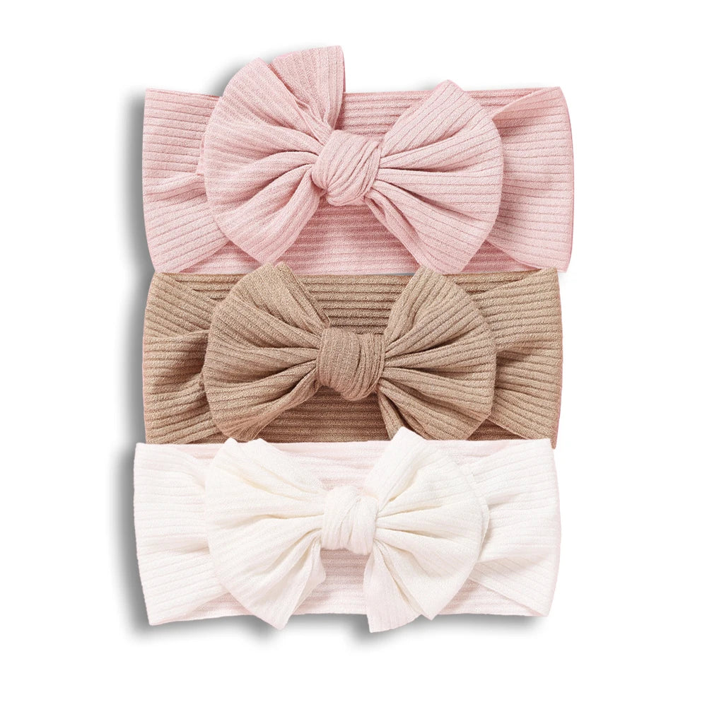 A&amp;A Knit Bow Baby Headbands - Soft Nylon Hair Accessories for Girls (21 Colours)