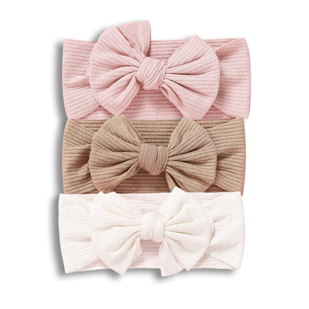 A&amp;A Knit Bow Baby Headbands - Soft Nylon Hair Accessories for Girls (21 Colours)