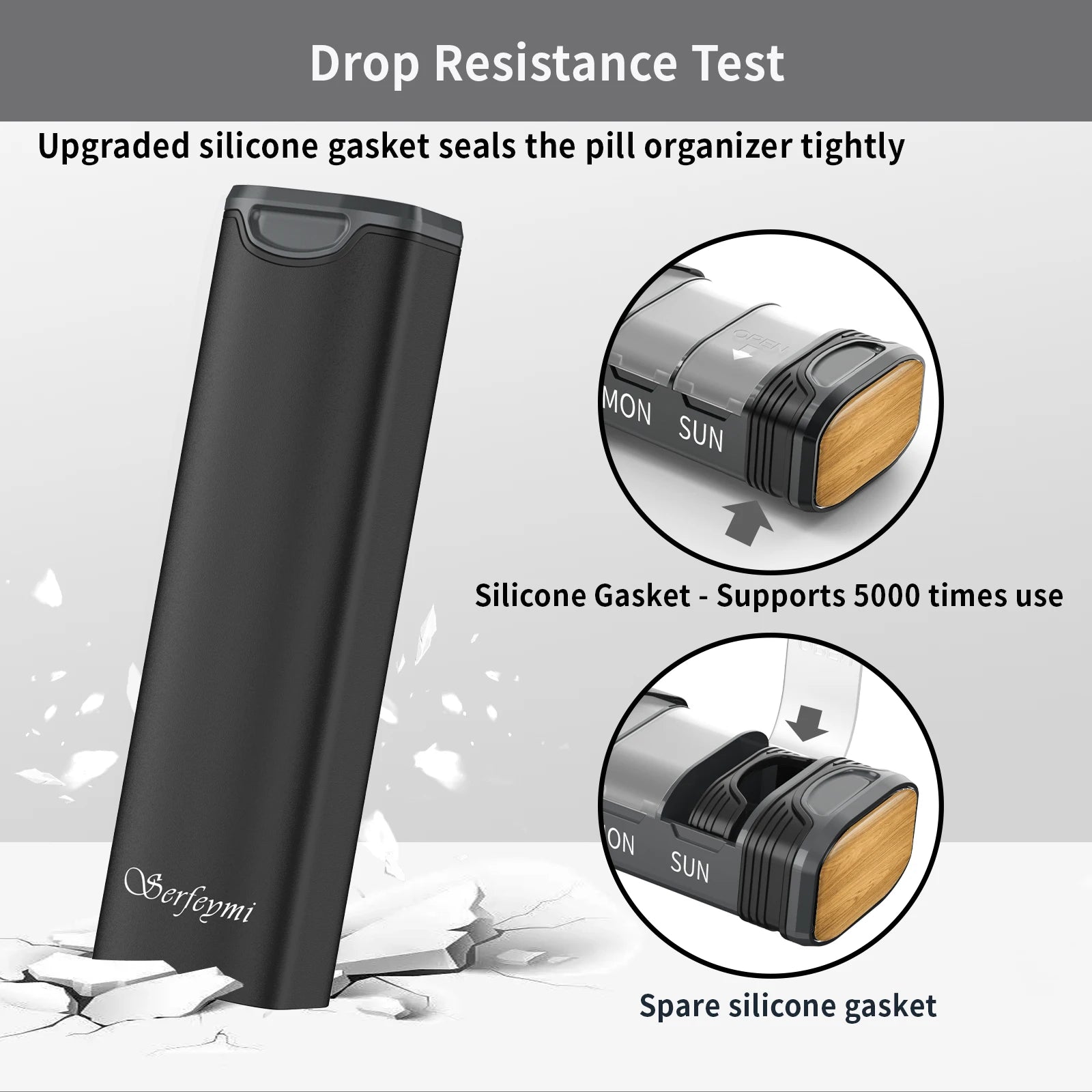 Serfeymi Metal Weekly Pill Organizer &ndash; 7-Day Travel Convenience