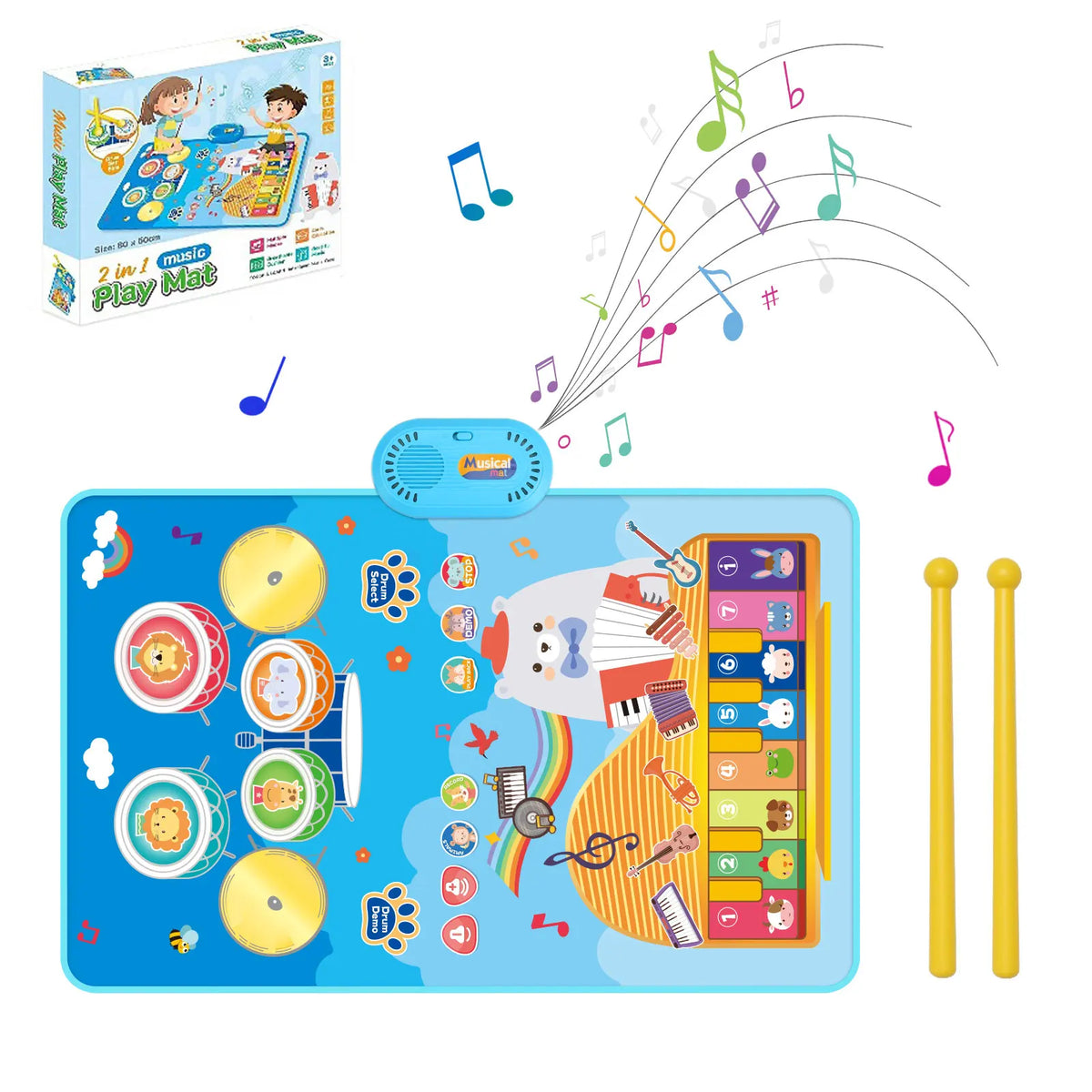Coolplay Cartoon Musical Piano Mat &ndash; Interactive Educational Play with 6 Instrument Sounds A bear