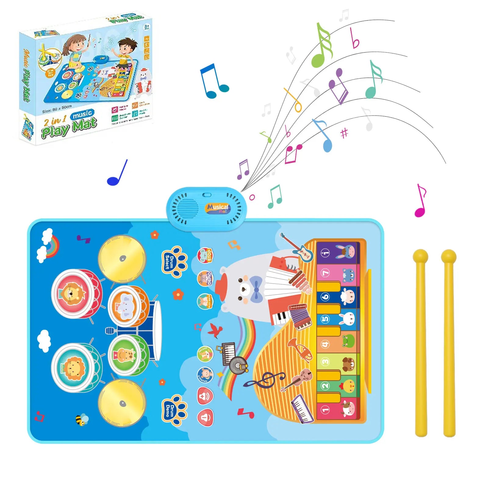 Coolplay Cartoon Musical Piano Mat &ndash; Interactive Educational Play with 6 Instrument Sounds A bear