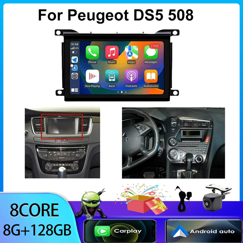 Radio auto Double Din de 7 inch pentru Peugeot DS5 508 cu navigație GPS Android Auto