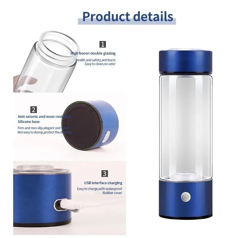 Hydrogen Water Bottle Ionizer &ndash; Rechargeable Health Cup