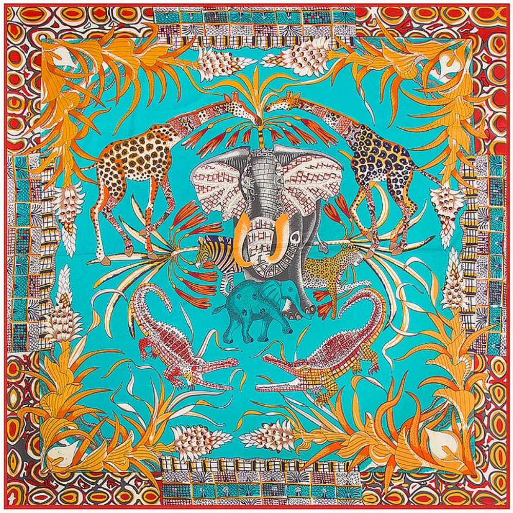 InterCyprus Twill Silk Scarf &ndash; Captivating Giraffe Print Design