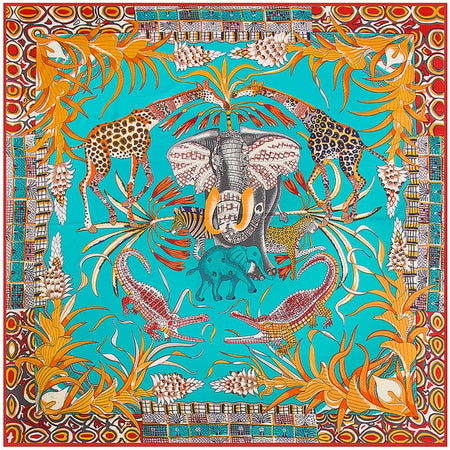 InterCyprus Twill Silk Scarf &ndash; Captivating Giraffe Print Design