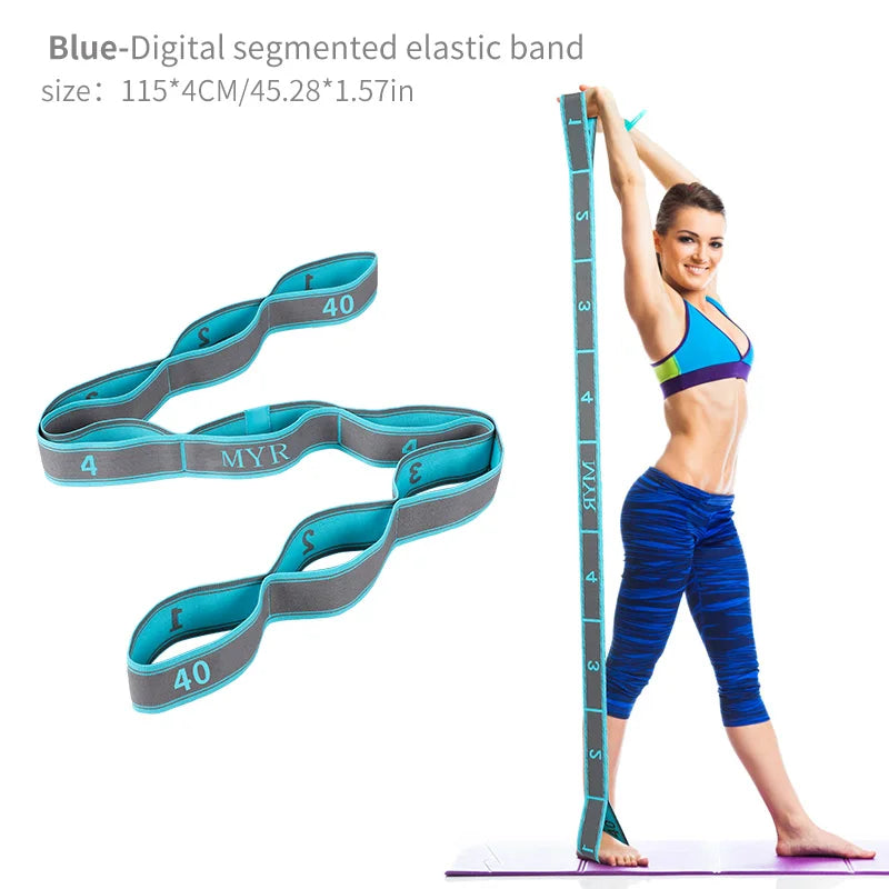 Elastic Yoga Stretching Strap with Loops for Ballet, Leg, and Body Blue / CHINA