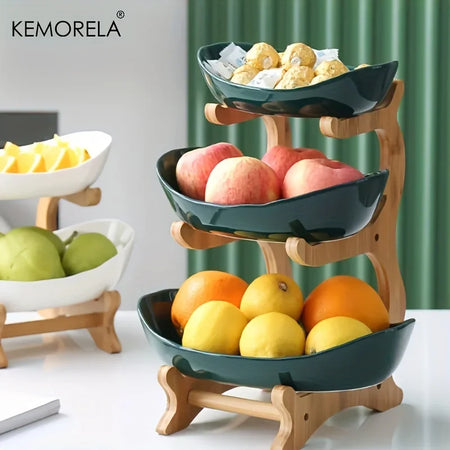 Double Three Layer Modern Wooden Fruit Plate &ndash; Space Saving