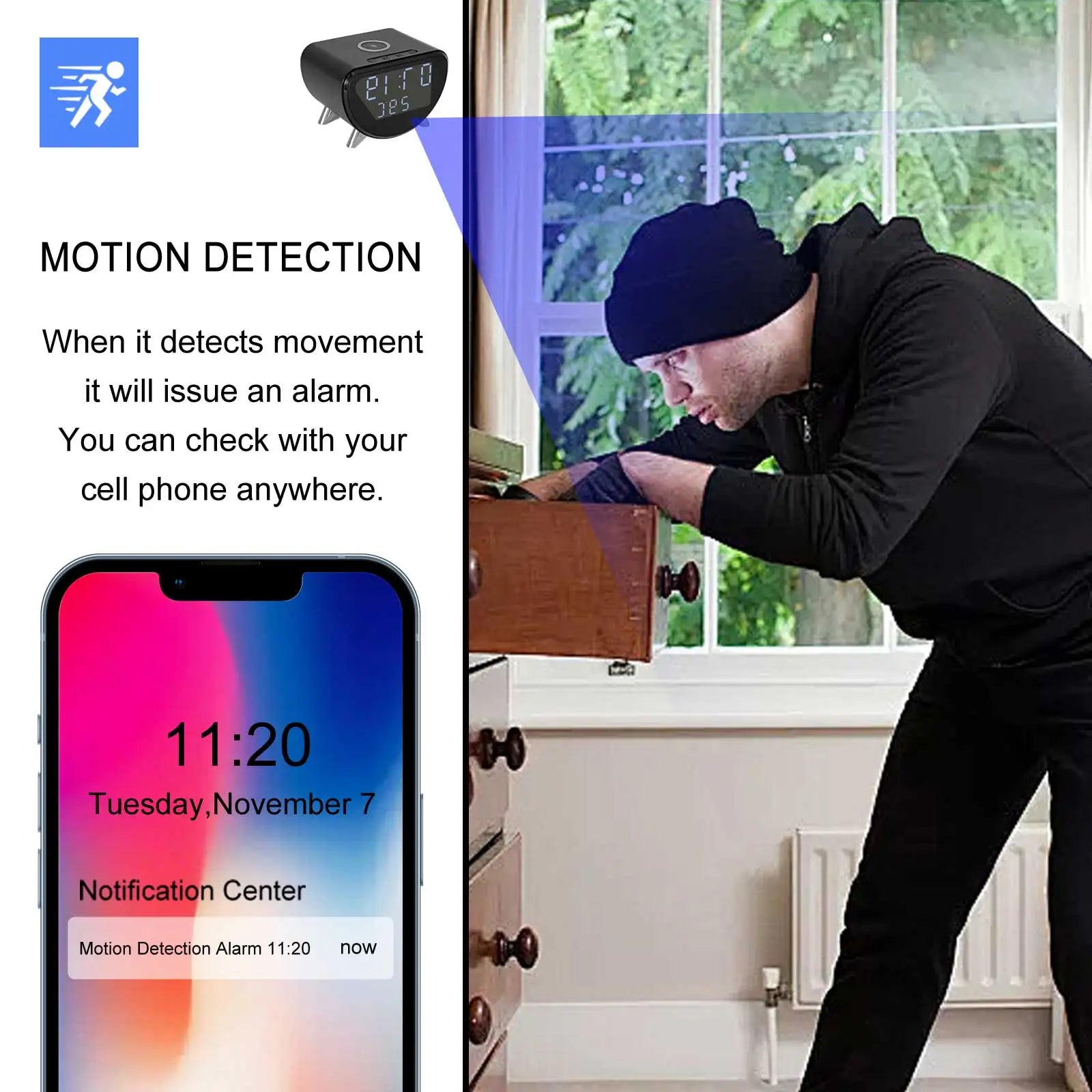 WiFi6 Alarm Clock Camera &ndash; Wireless Charging &amp; Remote Viewing