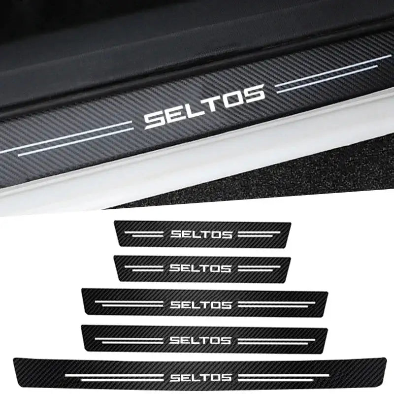 Kia Seltos Door Sill Protector Carbon Fiber Stripe 5pcs