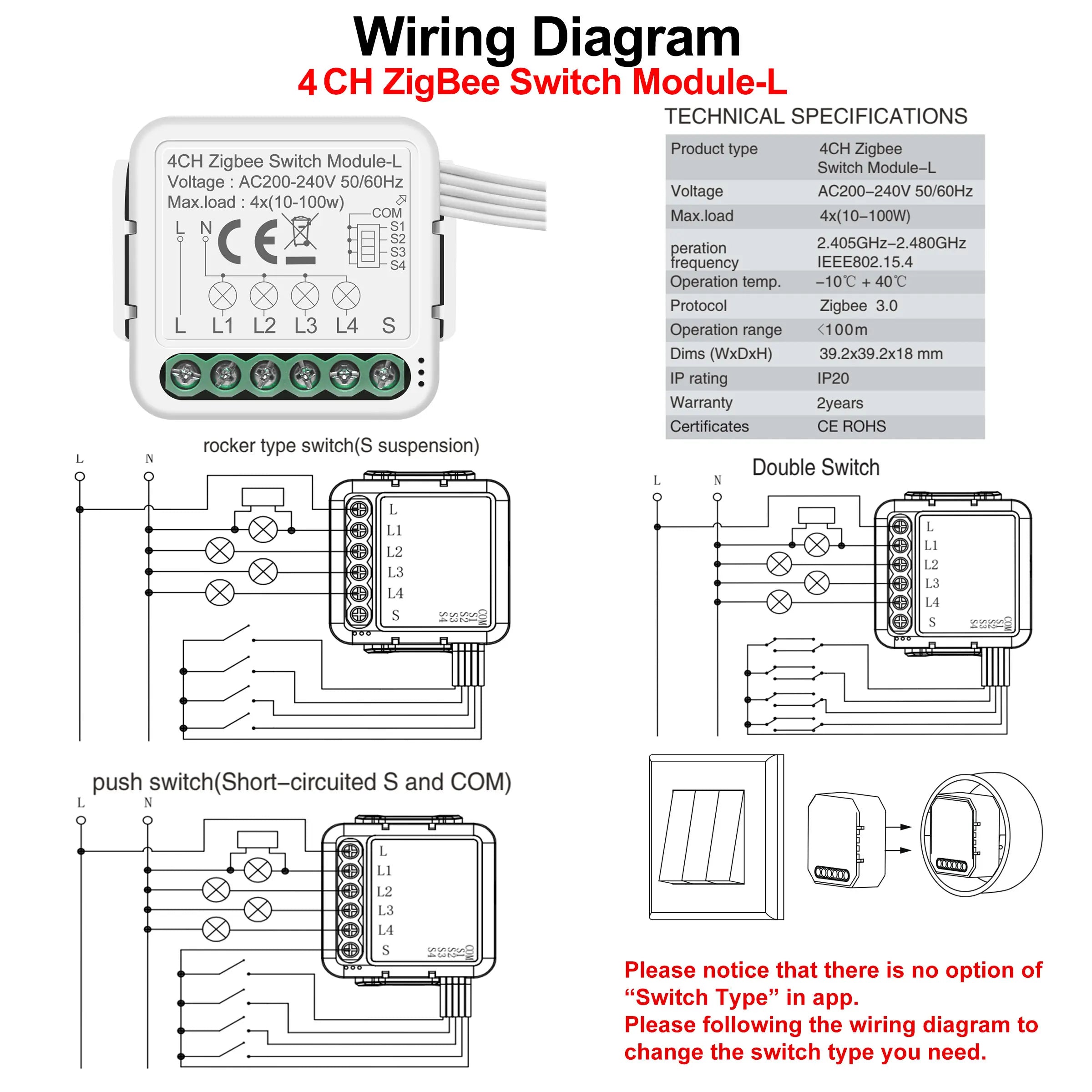 GIRIER ZigBee 3.0 Smart Light Switch Module - No Neutral Wire, Voice and App Control