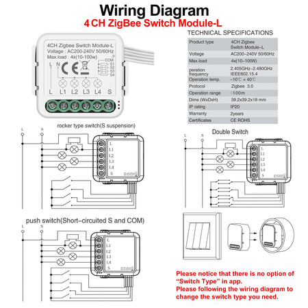 GIRIER ZigBee 3.0 Smart Light Switch Module - No Neutral Wire, Voice and App Control