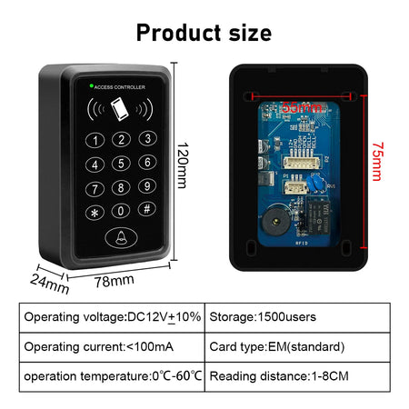 125KHz RFID Card Access System &ndash; Card Or Password Access