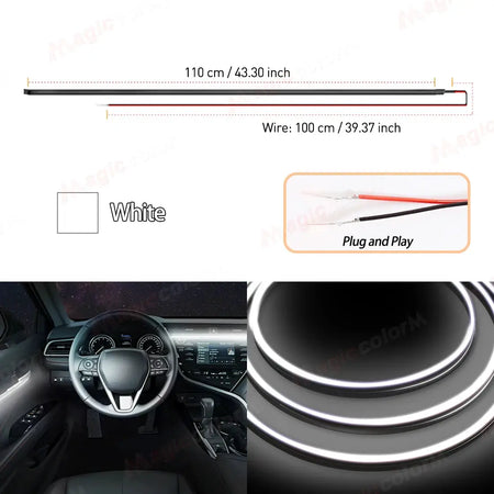 1.1M EL Wire Neon Ambient Light Car Interior Dashboard LED Decorative Lamp Universal DIY Flexible Hidden Cuttable Acrylic Strip by InterCyprus Trading Ltd