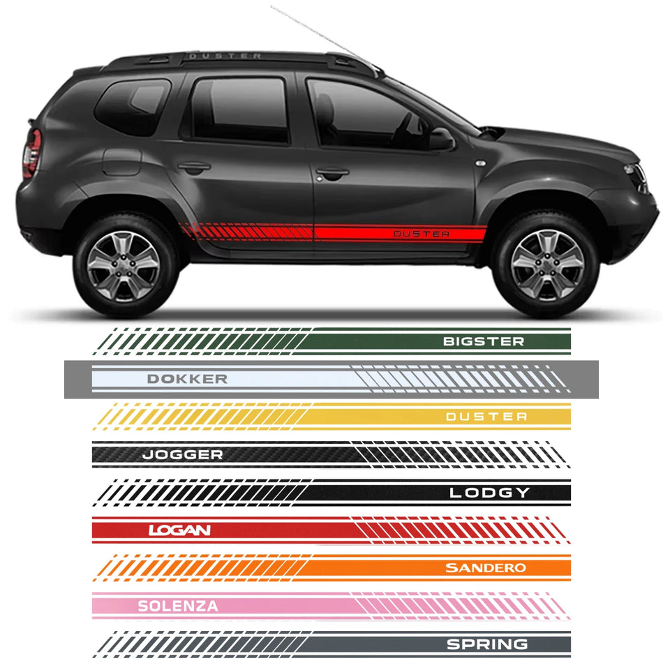 Adesivo Laterale Porta Dacia Duster, Pellicola Vinilica Decalcomania Sportiva
