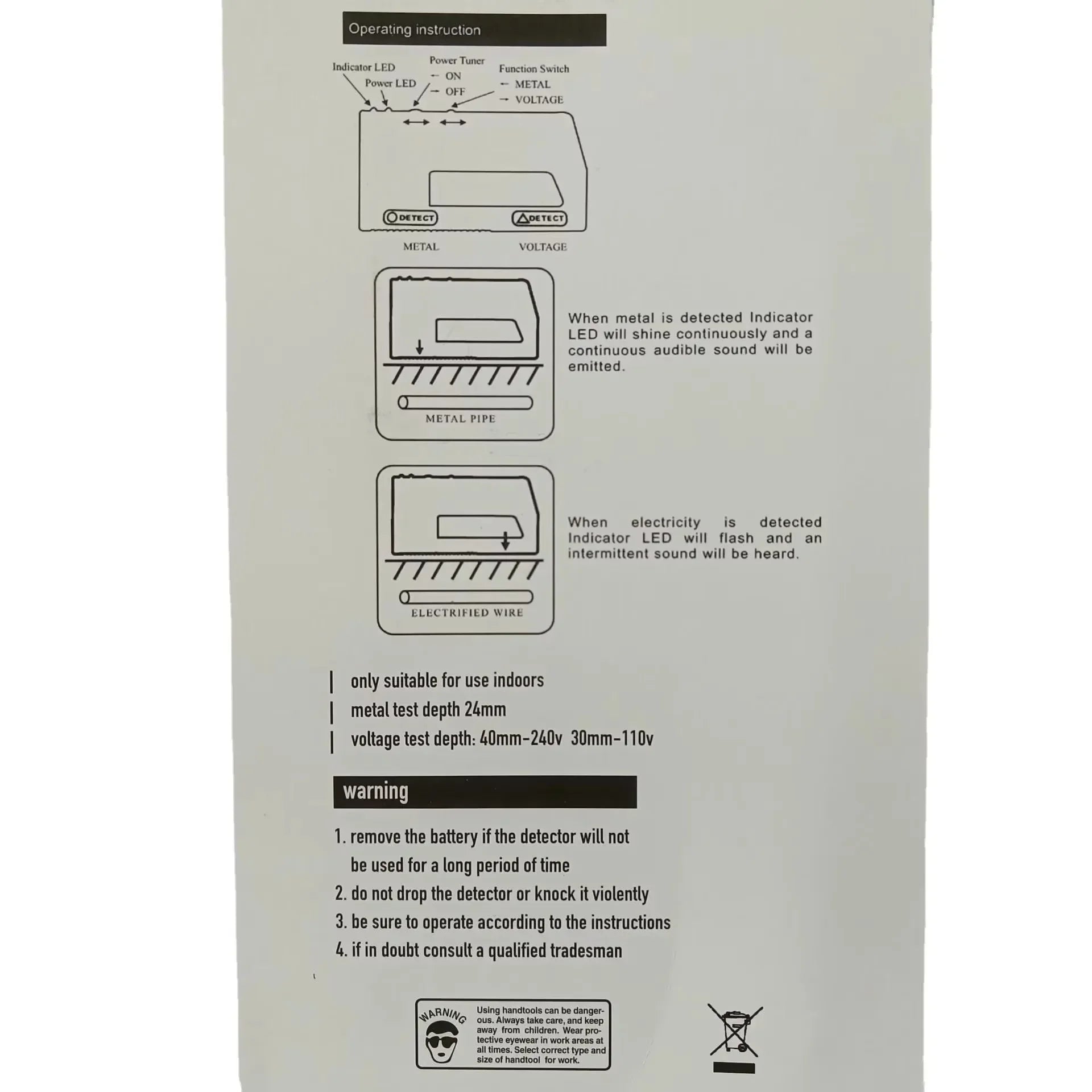 WPP123 Wall Scanner - High Sensitivity Metal Detection
