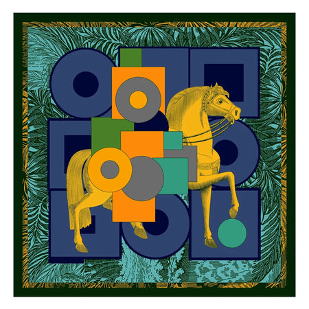 POBING Luxury Twill Silk Scarf &ndash; Elegant Animal Prints GRREN / 130CM x 130CM / CHINA