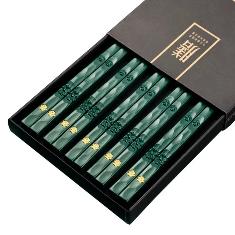 JANKNG Non-Slip Chopsticks &ndash; Elegant Dining Experience 5 Pairs Green DH