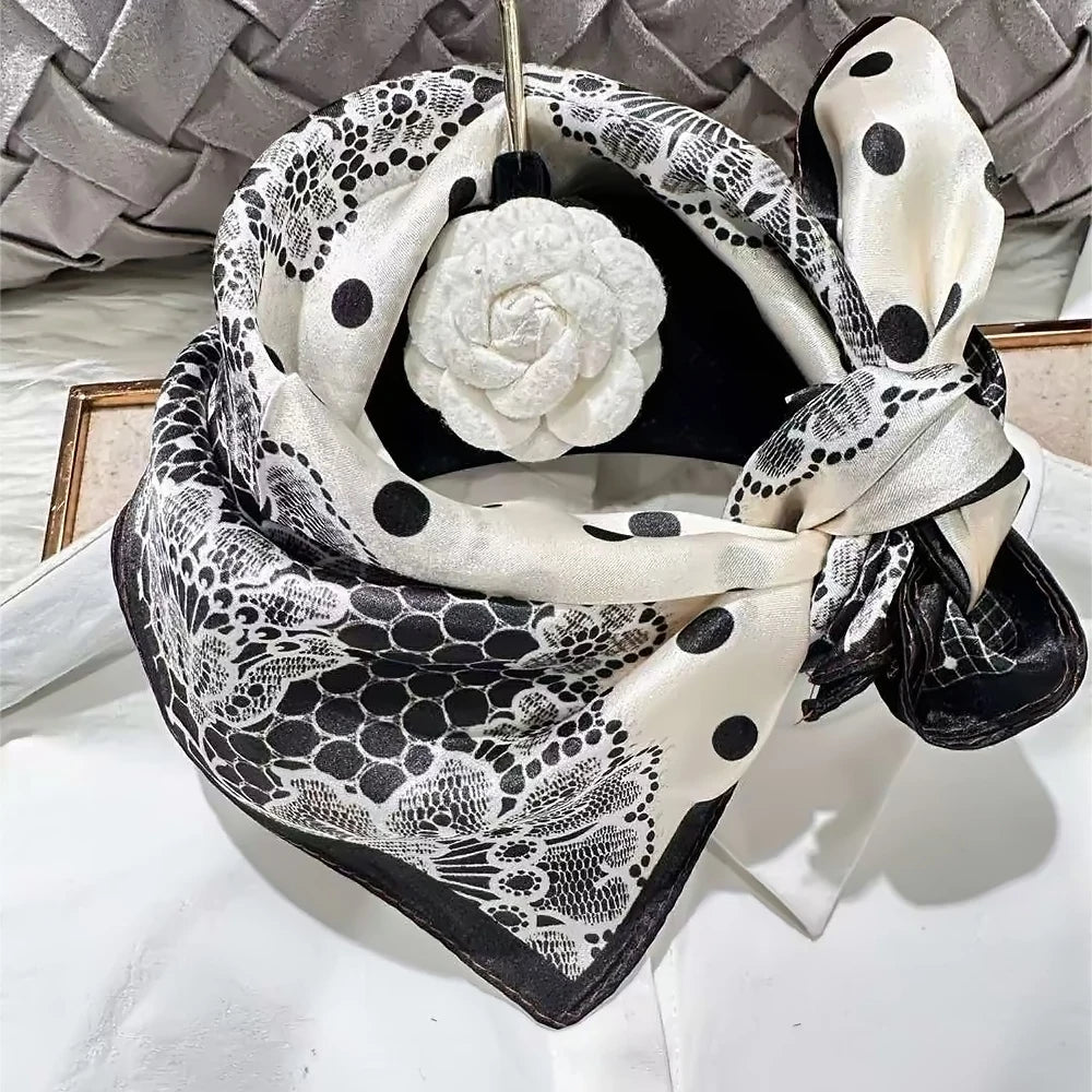 Green Women 100% Mulberry Silk Scarf &ndash; Elegant Floral Design for Versatile Styling