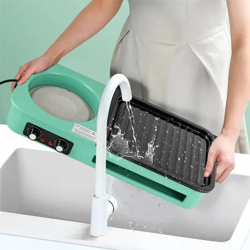 3 In 1 Smokeless Electric Grill With Nonstick Pan Hot Pot