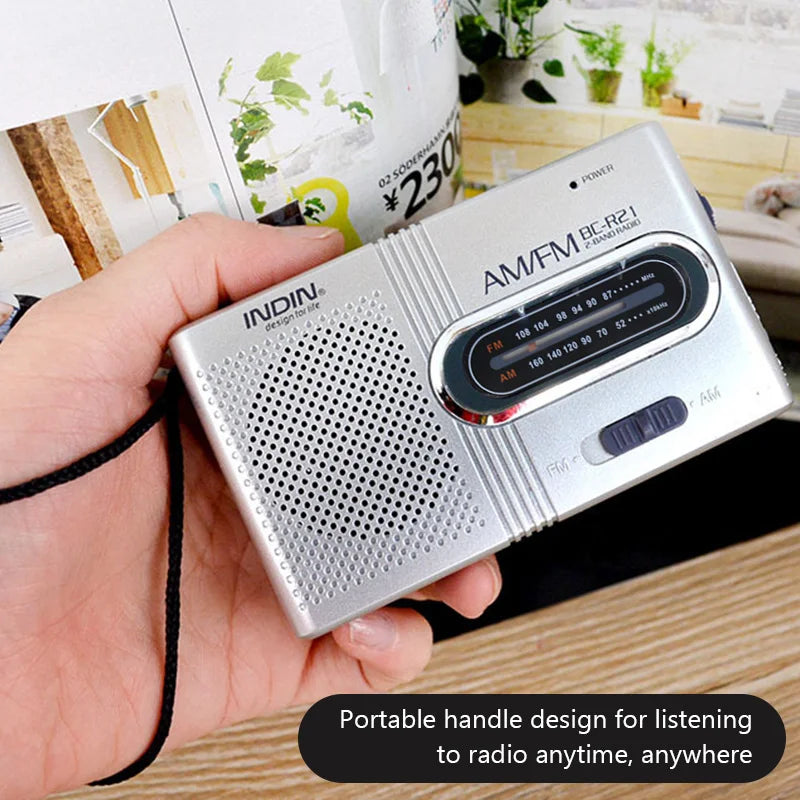 BC-R21 Portable AM/FM Radio with Built-In Speaker and Headphone Compatibility