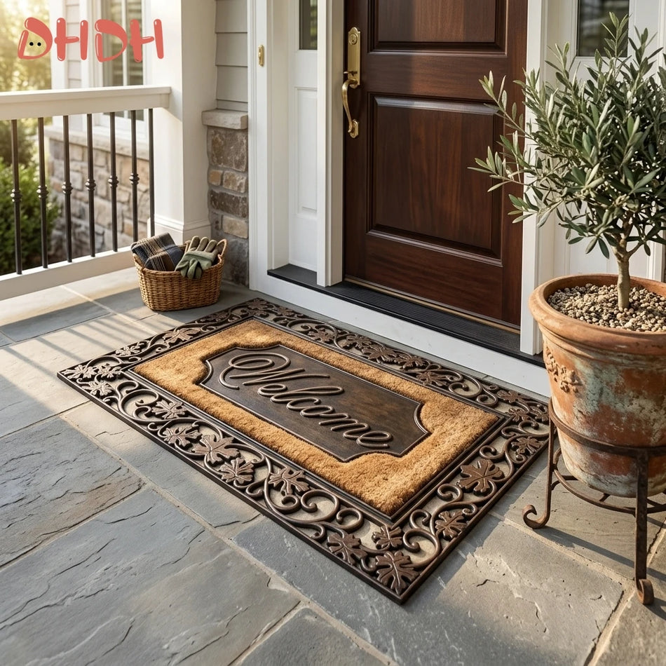 Tapis de sol antidérapant pour l'entrée de porte, design de lignes abstraites, 100 % polyester