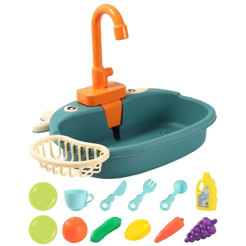 Interactive Kids Kitchen Sink Toy Set with Colour-Changing Temperature Feature blue