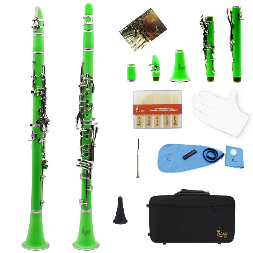 SLADE Bb 17 Keys Bakelite Clarinet &ndash; Includes Box Reed green