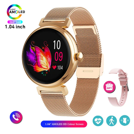 1.04 Inch AMOLED Screen Fashion Ladies Smart Watch &ndash; Always On Display rose gold net